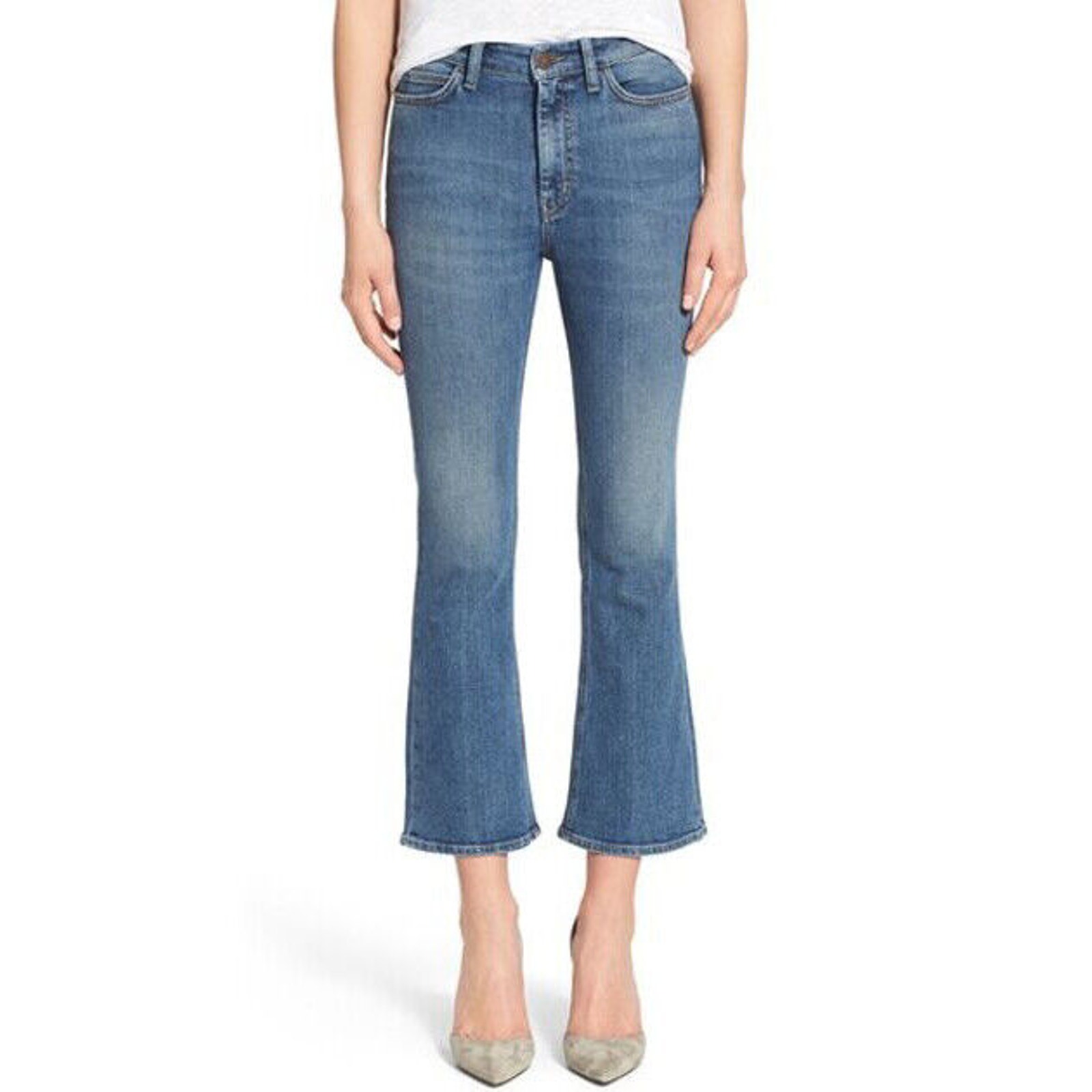 Mih Jeans Marty Jean High Rise Cropped Flare Joa Wash Jeans Size 24 Nwt $269